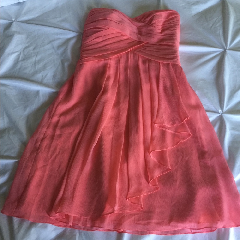 David’s bridal strapless melon dress